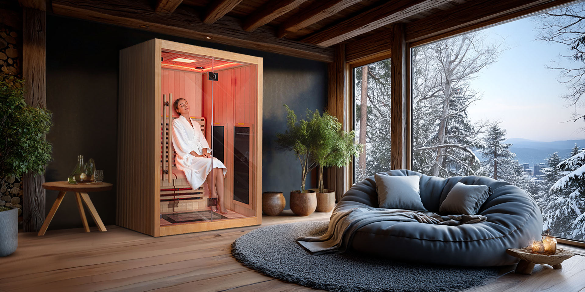 woman relax in the infrared sauna