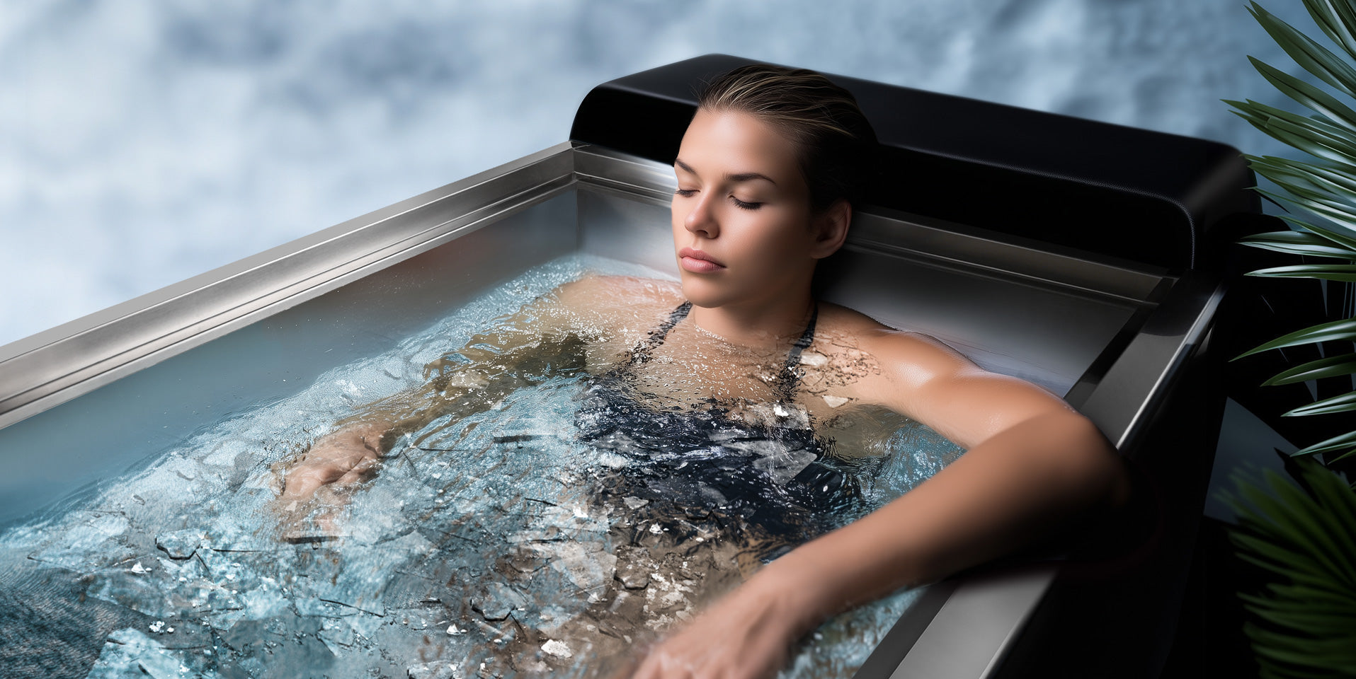 relaxing in the ice bath to recovery