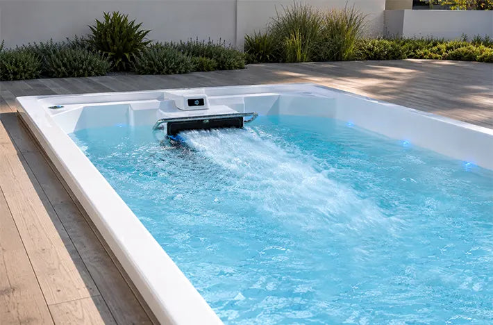 swim machine in a fully inground pool