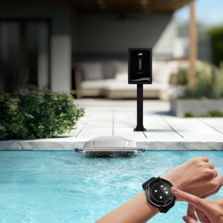 Smartwatch wrist worn control a pool with a swim machine